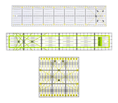 3pcs Rectángulo Cuadrado Que Acolcha Coser Patchwork Regla