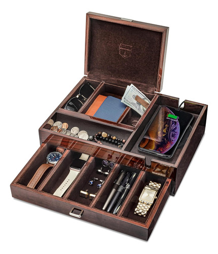 Admiral Valet Box Y Organizador De Joyas Para Hombre, Caja D