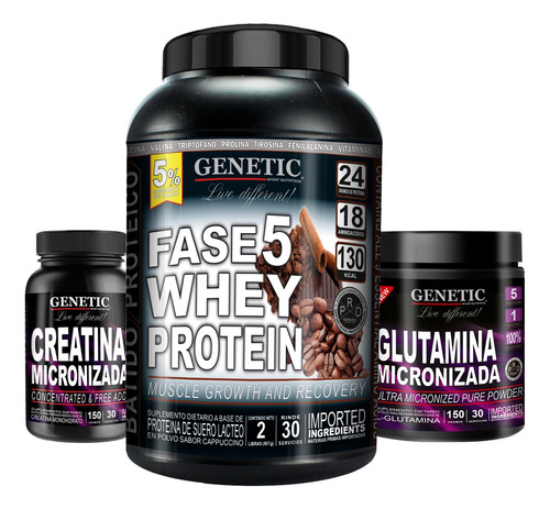 Crecimiento Muscular Proteína F5 Glutamina Creatina Genetic