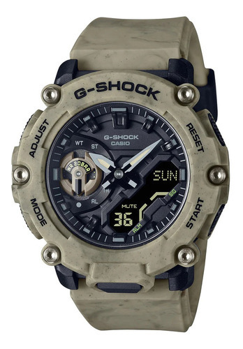 Reloj Para Hombre G-shock Ga-2200 Ga2200sl-5adr Beige Color de la correa Azul Color del fondo Negro