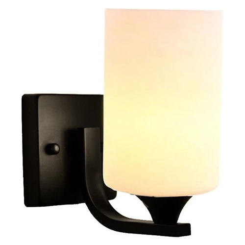 Luminaria De Pared Negra H25cm Base Cuadrada + Lampara, Nido