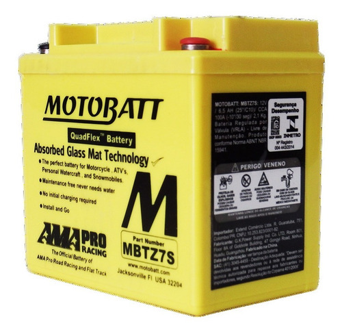 Bateria Motobatt 6,5ah Mbtz7s Zx10 Zx10r 2011-2015 Sem Abs