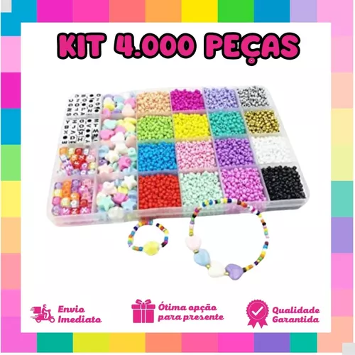 Kit Miçanga Para Montar Pulseira Infantil 4000 Peças + Fio - Comprar  Miçangas é na Loja Online Pitili