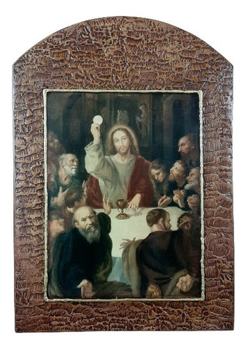 Cuadro De La Última Cena - Estucado 26 X 37 Cm - Exclusivo