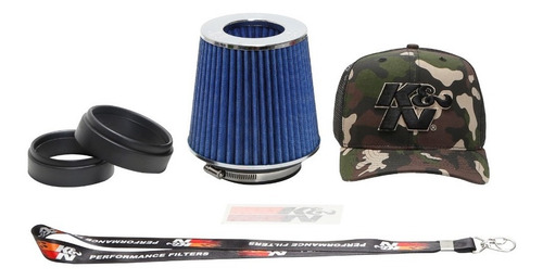 Filtro De Ar Esportivo K&n Duplo Fluxo Rg1001bl Ajustavel Azul Rg-1001bl Chaveiro K&n Brinde