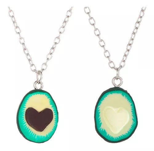 Juego 2 Collares Corazon Aguacate Para Parejas M0069