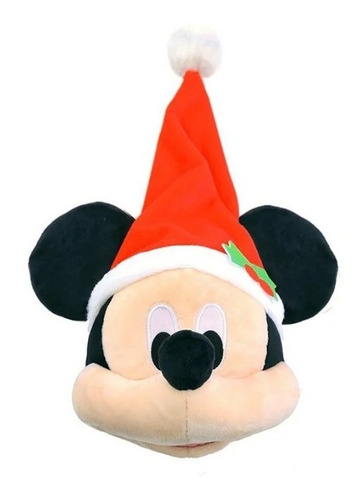 Pelúcia Cabeça Mickey C/ Gorro De Natal - 20 Cm - Natal