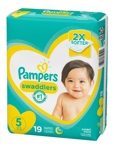 Imagen 4 de 8 de Pampers Pañales Swaddlers S5 Bolsa 19un /4