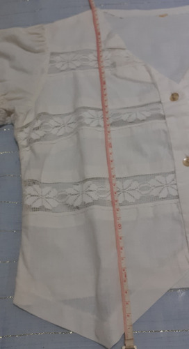 Antigua Blusa De Hilo Y Encaje Hecha A Mano (Usado)