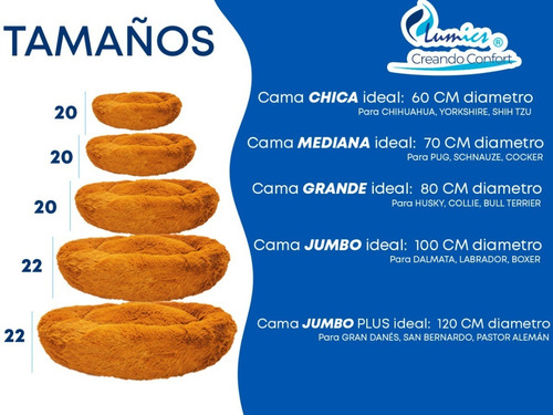 Cama Jumbo Lavable Antiestres Para Perro 100cm Color Cobre
