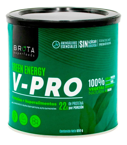 Proteina En Polvo Vegana V-pro Green Energy 650g