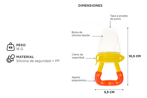 Pack X3 Chupetes Para Frutas Bebés Mawe Mordillo De Comida