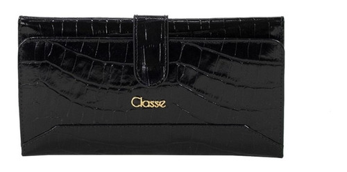 Carteira Feminina Classe Couro Ctf290 Cb23 Croco Preta