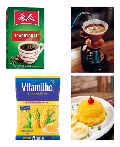 Kit Café Solúvel Tradicional 250g Melitta Mais 3 Fuba Cuscuz
