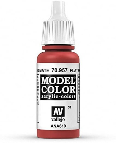 Imagen 1 de 6 de Vallejo Rojo Mate 70957 Pintura Model Color Acrilica