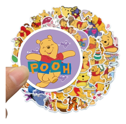 Stickers Adhesivos Oso Whinnie Pooh 50 Unidades 