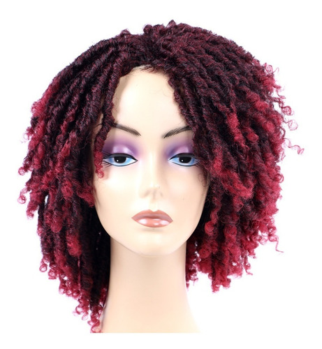 Peluca Corta Twist Afro Curly Sintética Con Rastas