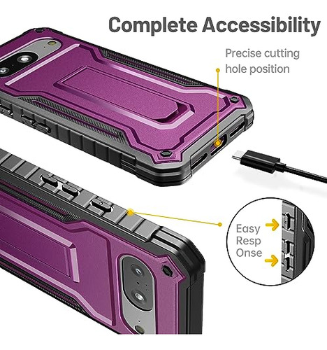 Funda Para Google Pixel 8 Morado Uso Rudo Dual Layer