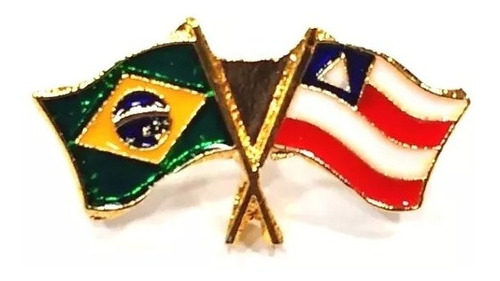 Pim Bótom Broche Bandeira Brasil X Estado Da Bahia Folheado