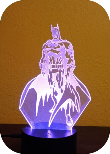 Lampara 3d Ilusion Acrilico 7 Colores Batman Super Heroe Sc