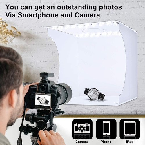 Estudio Fotográfico Caja De Luz 24x23cm (2 Led + 6 Fondos)