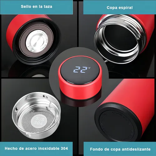 Termo Acero 500ml Digital Sensor De Temperatura De Acero Inoxidable 500ml Rojoliso