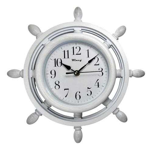 Relógio De Parede Análogico Timão Navio Barco Branco 33cm