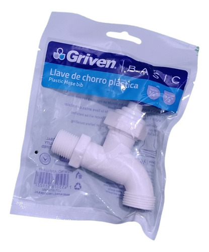 Llave Chorro Pvc Blanca Griven 4-12