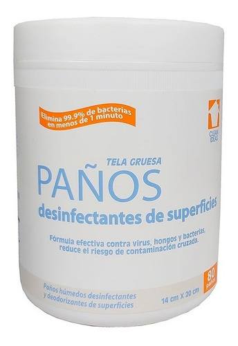 Paños Húmedos Limpiadores Desinfectante De Superficies 80 Pz