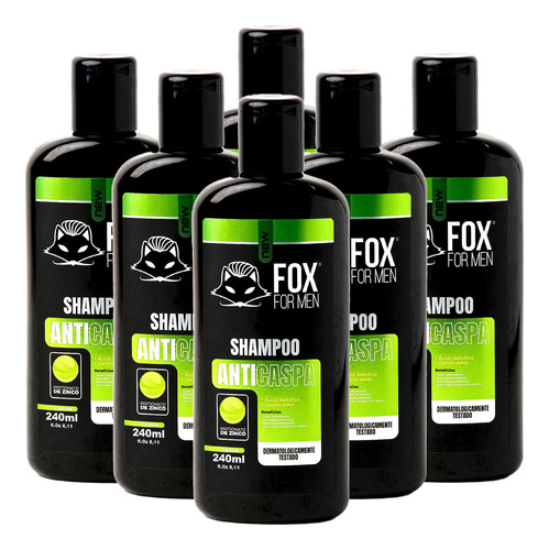 Shampoo Anti-caspa 240ml - Fox For Men - 6 Unidades