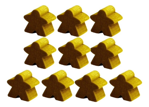 10 Meeples Madeira Dourado 20x20x9mm Acessório Jogo Ludens