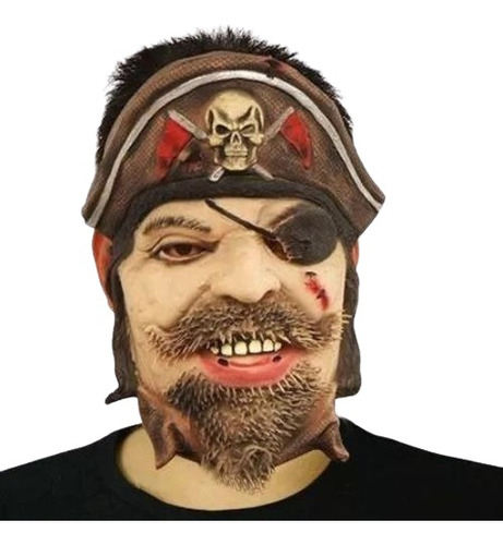 Máscara De Latex Pirata Barbanegra Cotillón Disfraz