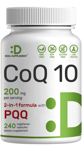 Coq10 200mg Pqq 200mcg 240 Cápsulas Eg Q26 Sabor Sin Sabor