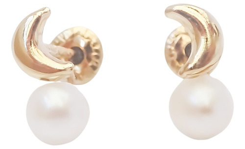 Amor Eterno - Broqueles Finos Perla Tu Y Yo / Aretes Oro 10k