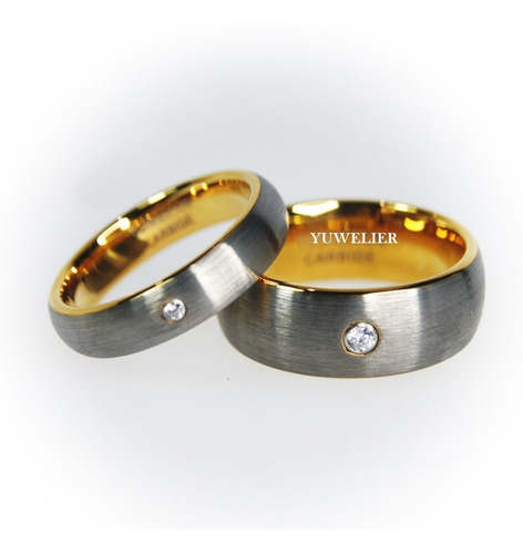 Par Anillos De Tungsteno Zirconia Pareja Matrimonio Regalo