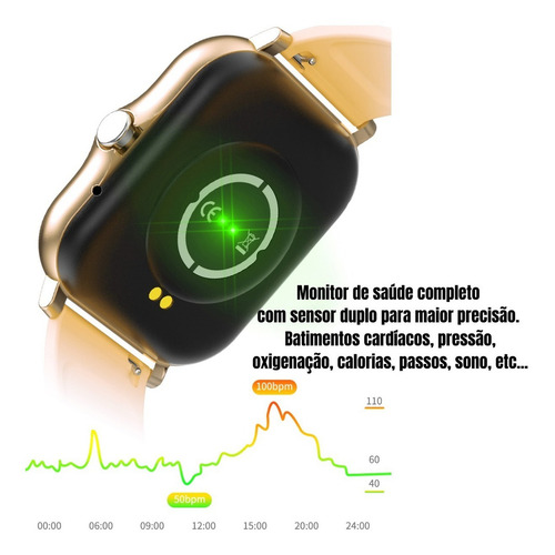 Relógios Smartwatch Feminino Dourado Luxo Com 2 Pulseiras Desenho Da Pulseira Metal
