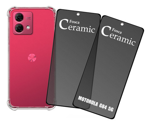 Kit 2 Película Privativa Fosca 9d + Capa Para Motorola G84