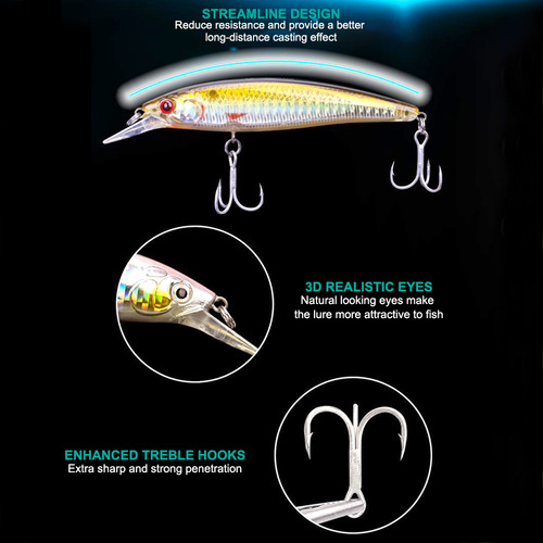 Crankbait Realista Para Contrabajo Duro Con Ojos En 3d Y 6 G