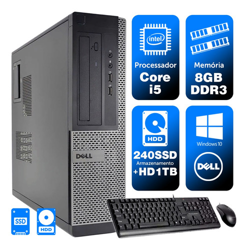 Imagem 1 de 5 de Micro Escritório Dell Int I5 2g 8gb Ssd240+1tb Brinde
