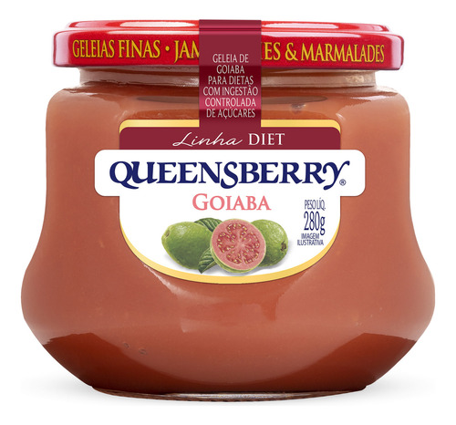 Queensberry geléia diet sabor goiaba em vidro sem glúten 280g