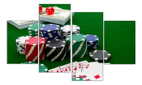 Set De 4 Cuadros Juegos De Poker 80x150cm