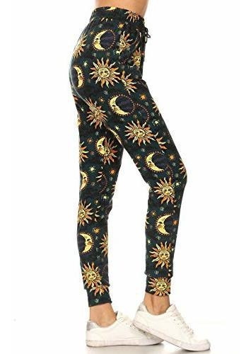 Leggings Depot Jga-s761-m Sol And Moon Print Jogger Tkr6l