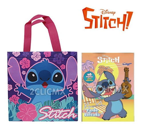 10 Bolsas Dulceros + 10 Libros Colorear Disney Stich