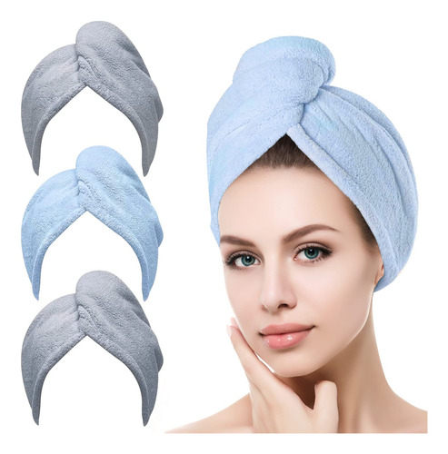 Toalla Microfibra Para Cabello 3 Pack, Toalla De Cabello