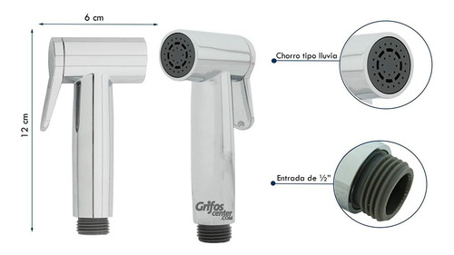 Imagen 2 de 4 de Spray O Ducha De Mano Bidet Cromado