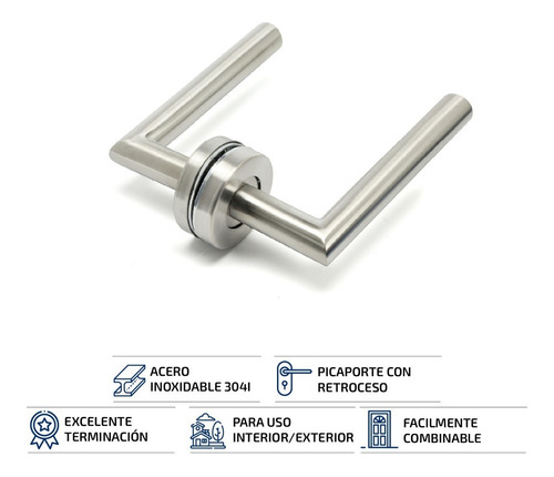Imagen 3 de 7 de Manija Doble Balancin Picaporte Acero Inox Negro Retroceso
