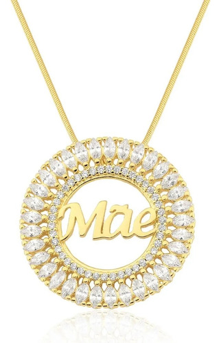 Colar Mandala Mãe Cravejado Folheado A Ouro 18k