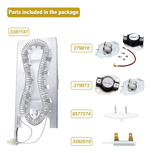 Kit De Elemento Calefactor 3387747 Wp3387747- Compatible