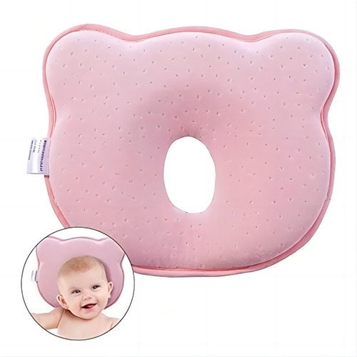 Almohada Bebe Rosa Prevenir Cabeza Plana Cojin Lactancia