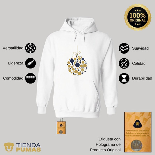 Sudadera Pumas Unam Deportiva Hombre Esfera Navidad